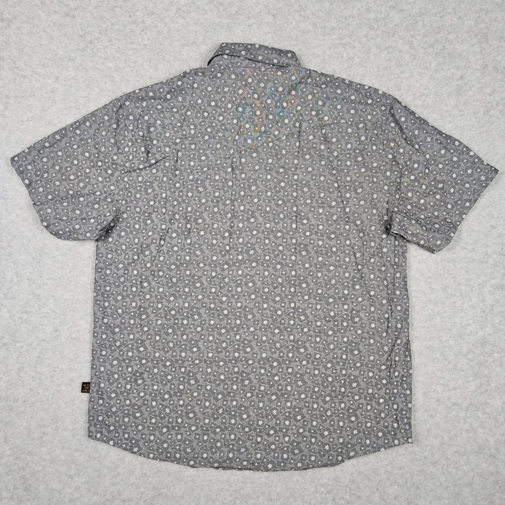 Howler Bros H Bar B Mens Large Gray Short Sleeve Pearl Snap Western Gaucho Shirt